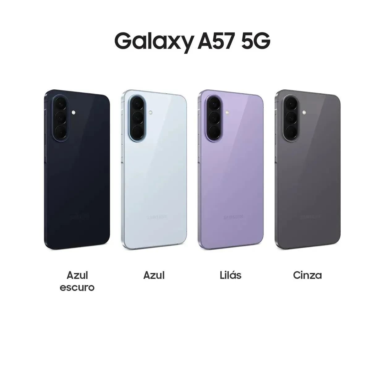 Samsung Galaxy A57 5G 128GB: Cores: azul-escuro, azul, lilás e cinza